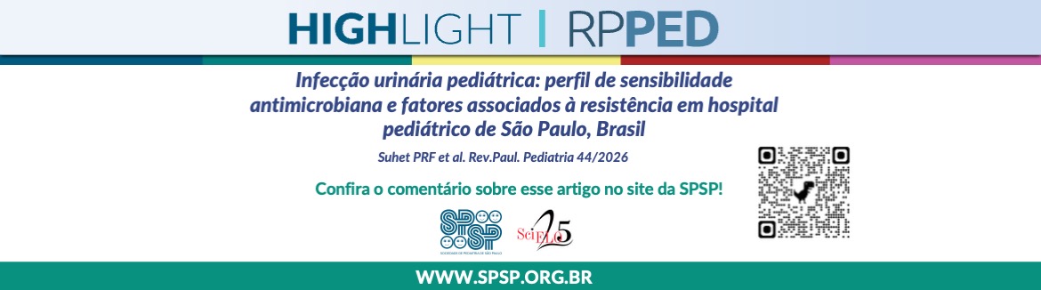 RPPED: Infecção urinária pediátrica: perfil de sensibilidade antimicrobiana e fatores associados à resistência em hospital pediátrico de São Paulo, Brasil